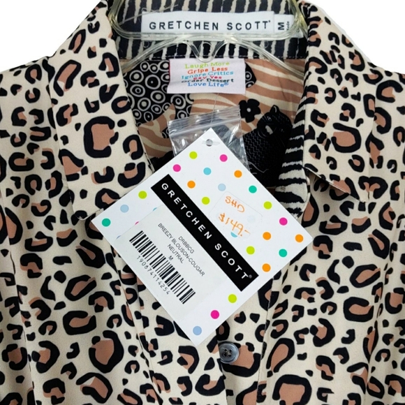NWT Gretchen Scott M Breezy Blouson Cheetah Dress - Picture 3 of 6